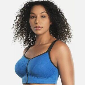 Parfait Wave Front Zipper Sports Bra Blue Size 40F P6052 New‎